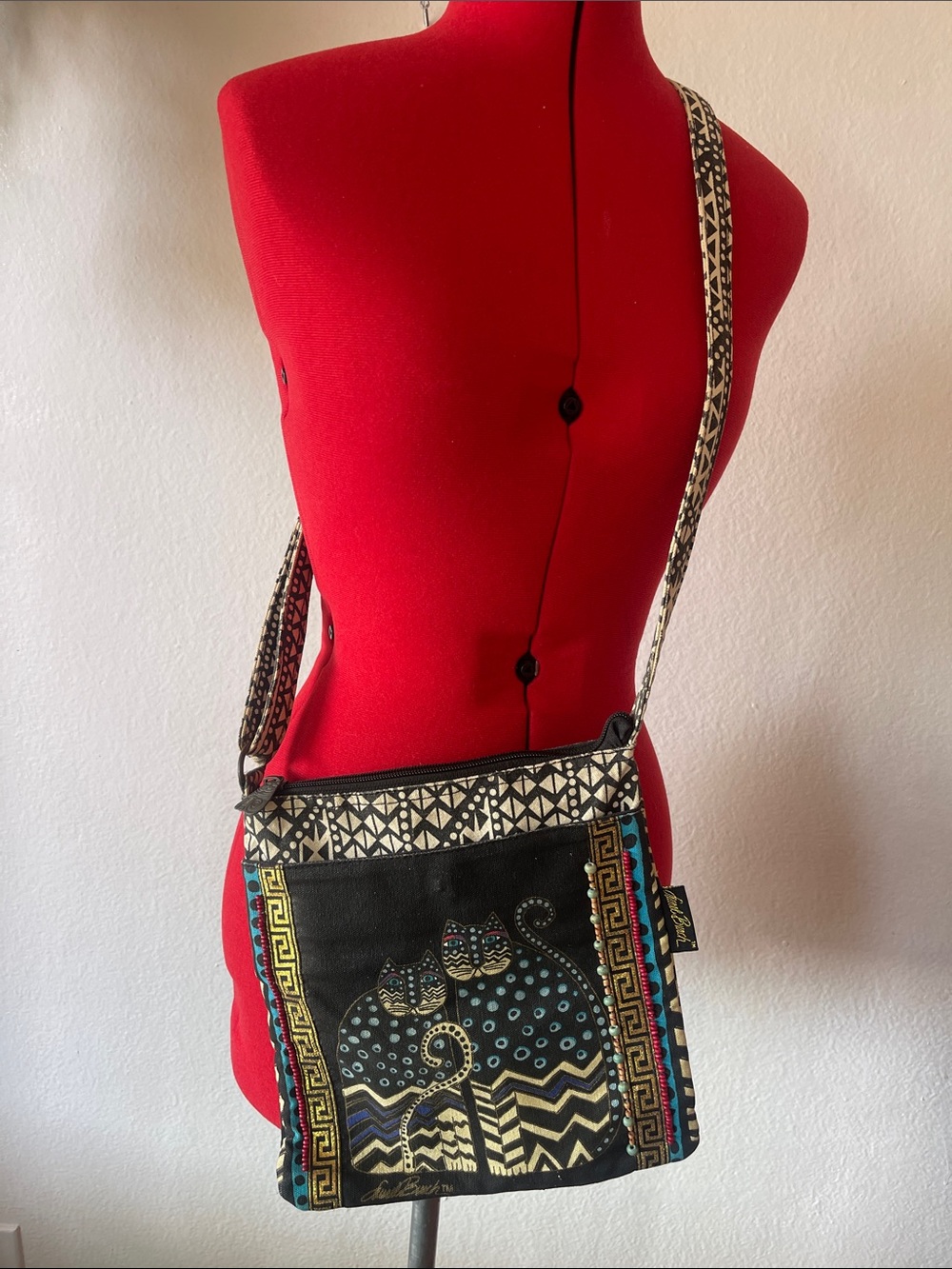 Laurel Burch Retro Crossbody Bag / Shoulder Purse / Travel Tote- EGYPTIAN CATS